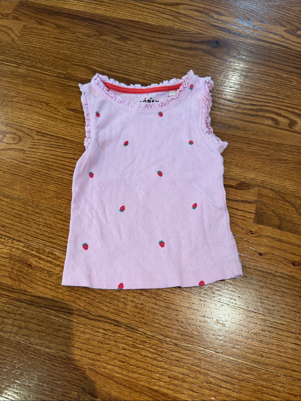 Mini Boden Pink Strawberry Tank Top